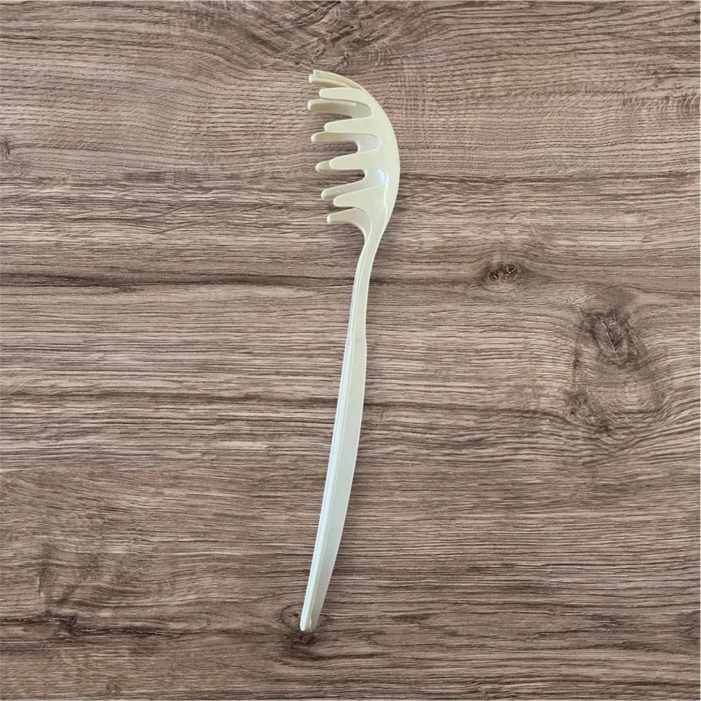 Vintage Ekco‎ Nylon Plastic Almond Beige Slotted Spaghetti Server Spoon